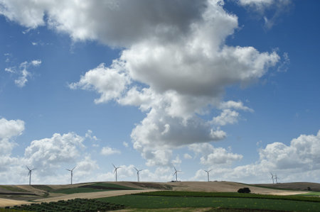 landscape with wind turbines