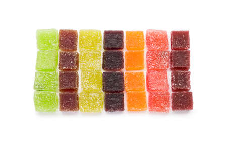 assorted gelatins confectionery on white backgroundの写真素材