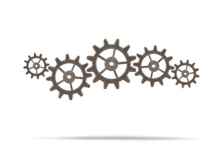 Metal gears isolated on white. Teamwork business concept.の写真素材