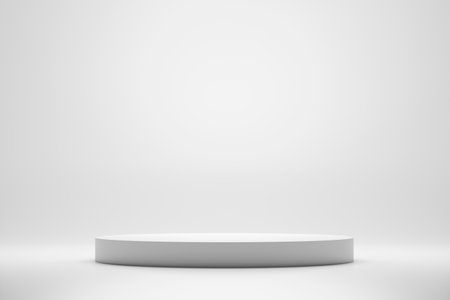 Realistic 3d rendering platform for product display with total white colors.の写真素材