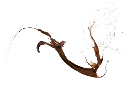 liquid splash chocolate wave, isolated on whiteの写真素材