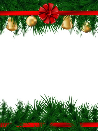 Merry Christmas and Happy New Year Card, Christmas Decoration Design Christmas Tree , Bells, Gift Balls background,vector illustrationのイラスト素材