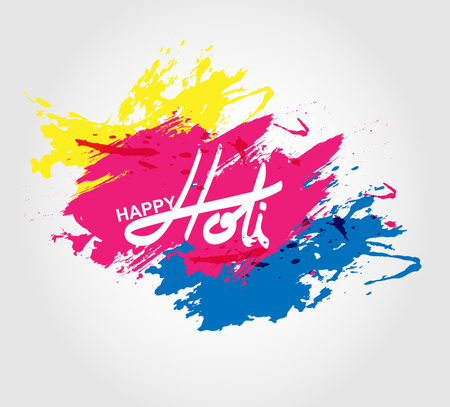 Holi spring festival of colors greeting vector elements for card design , Happy Holi colorful designのイラスト素材
