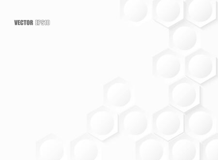 Abstract. Hexagon geometric square paper white background, light and shadow. Vector.のイラスト素材