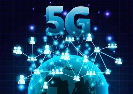 5G new wireless internet wifi connection.  Global network high speed innovation connection technology  background. vector.のイラスト素材