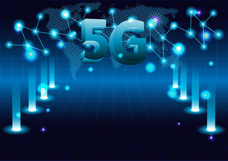 5G new wireless internet wifi connection.  Global network high speed innovation connection...