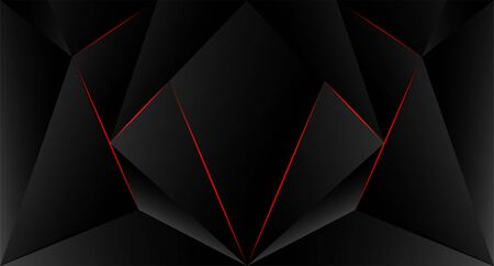 Abstract .Modern background. Black polygon and red glow light background. vector.のイラスト素材