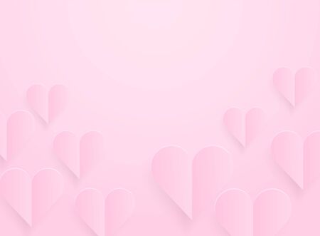 Love card design. pink heart paper art on pink background , light and shiny. paper art style . vector.のイラスト素材