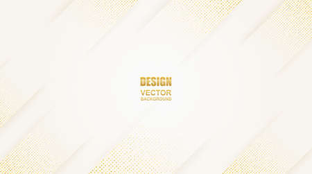 Abstract. geometric shape white-gold background. light and shadow .Vector.のイラスト素材