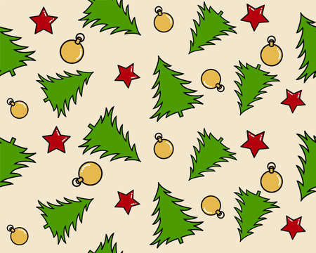 Merry Christmas seamless pattern. Christmas tree background. design for pillow, print, fashion, clothing, fabric, gift wrap. vector.のイラスト素材