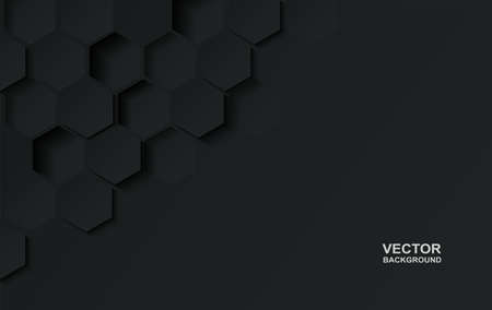 Abstract. Embossed hexagon black background. light and shadow. Vector.のイラスト素材