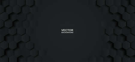 Abstract. Embossed hexagon black background. light and shadow. Vector.のイラスト素材