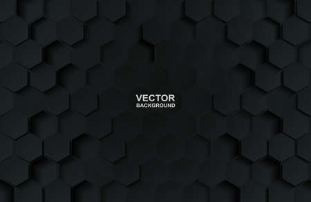 Abstract. Embossed hexagon black background. light and shadow. Vector.のイラスト素材