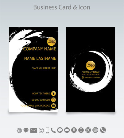 Business card art template and icon. Design with brush paint background. Vector.のイラスト素材