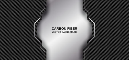 Abstract. Carbon fiber background. black Carbon fiber and silver overlap background. light and shadow. Vector.のイラスト素材