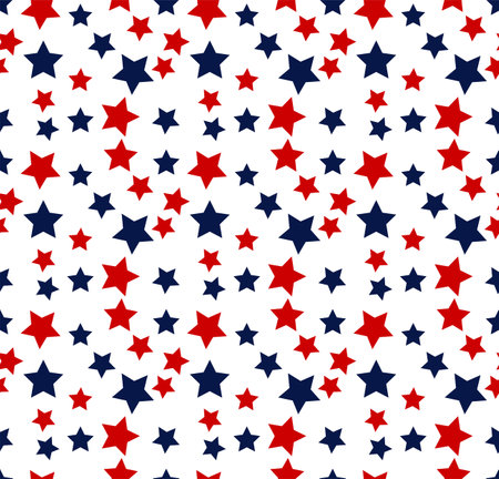 Abstract. Star flag colors USA blue, red, white colors seamless pattern background. Design for Independence Day, 4th of July. vector.のイラスト素材
