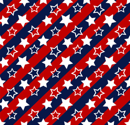 Abstract. Star flag colors USA blue, red, white colors seamless pattern background. Design for Independence Day, 4th of July. vector.のイラスト素材