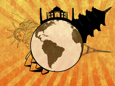 Grungy travel illustrationの写真素材