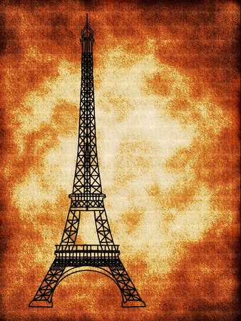 Eiffel Tower in the old backgroundの写真素材