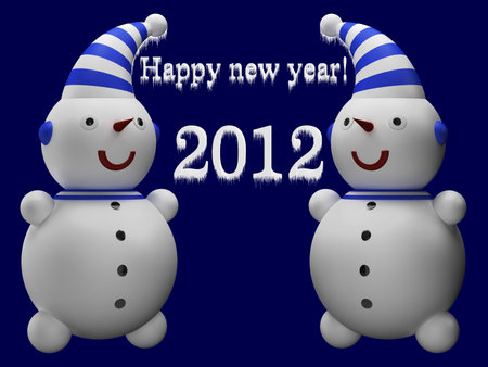 Snowmen and the words Happy New Year!