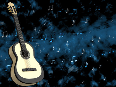 Abstract background with a guitarの写真素材