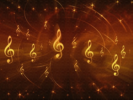 Background music with notes and treble clefの写真素材