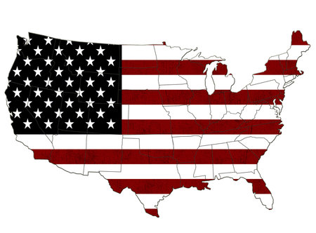 USA map  with the flag and the statesの写真素材