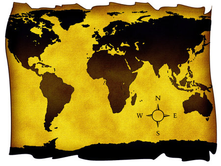 World map on old paper