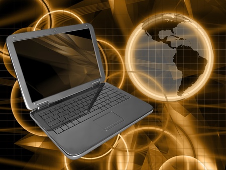 Abstract hi-tech Background with world mapの写真素材