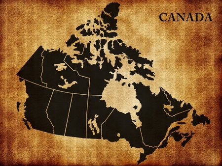 Map of Canada on the old textureの写真素材