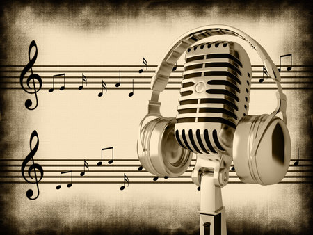 Microphone on an abstract backgroundの写真素材