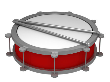 A red drum with drumsticksの写真素材