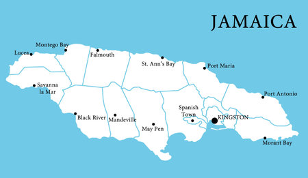 Map of Jamaica with citiesの写真素材