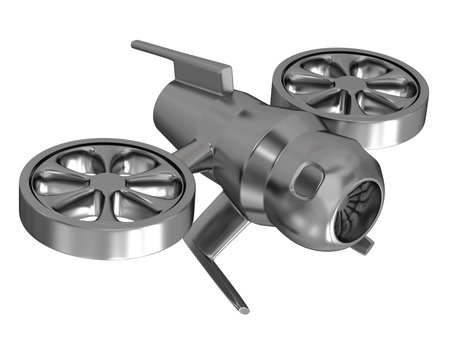 Model of spaceship isolated on white background