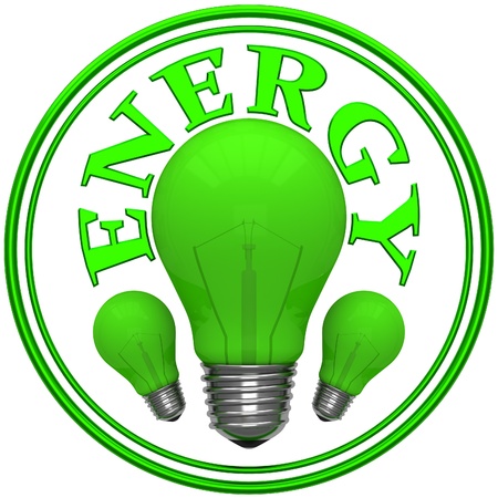 Sign energy with green bulbsの写真素材