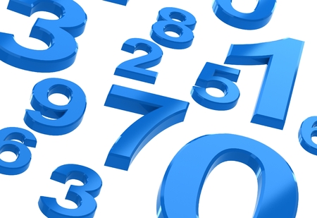 White background with blue numbersの写真素材