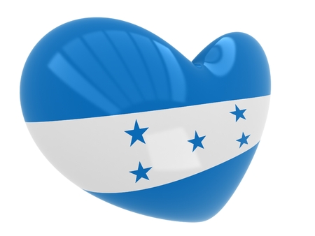 Heart shape of Honduras flag isolated on a white backgroundの写真素材