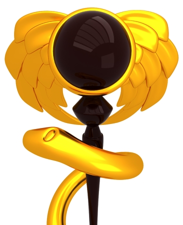 3D Asclepius medical symbolの写真素材