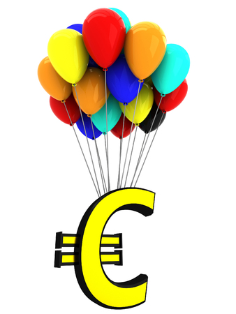 The 3d sign of the euro on the balloonsの写真素材