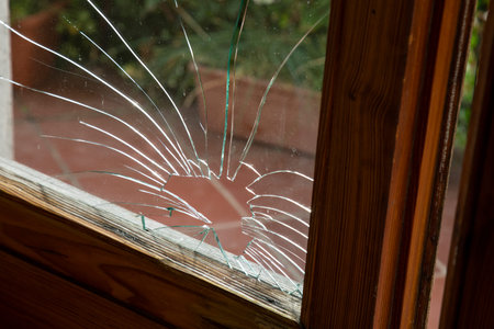 broken glass front door to the house, home thieves intruding