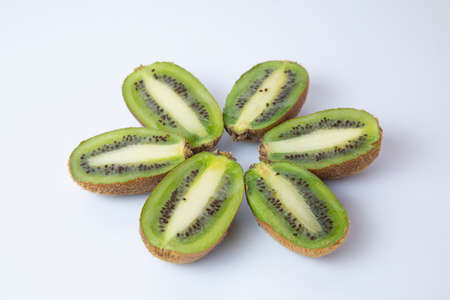 a lot of kiwi on a white backgroundの写真素材