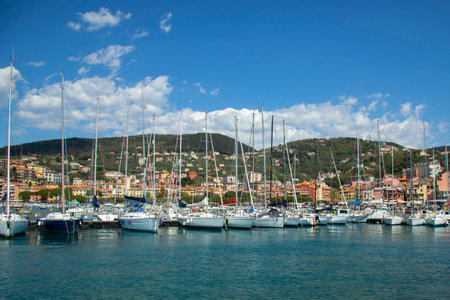 Seaport of Lerici, Italy , with boats and yachts. city bankmen