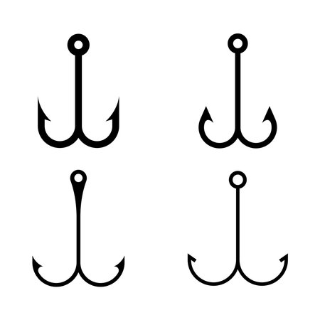 Fishing hook vector icon set. Fishing tackle illustration sign collection.のイラスト素材
