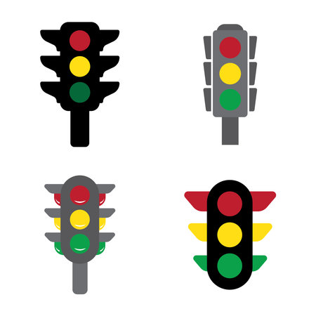 Traffic lights icon set, vector illustration. Flat design style.のイラスト素材
