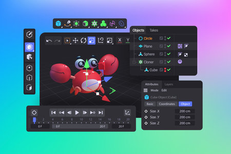 3D Software Suite Interface. Viewport of Program for Motion Designers and Animators. Creating three...
