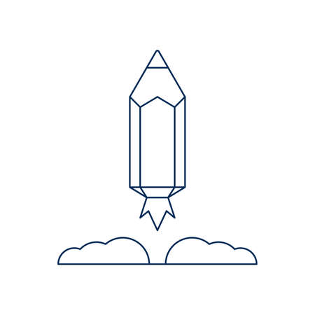linear launch rocket pencil iconのイラスト素材