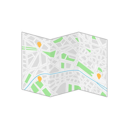 triple paper map of the cityのイラスト素材