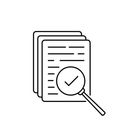 audit with magnifying glass linear iconのイラスト素材