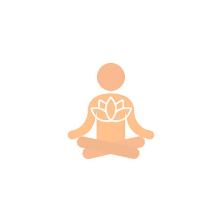 color yogi sitting in lotus position iconのイラスト素材