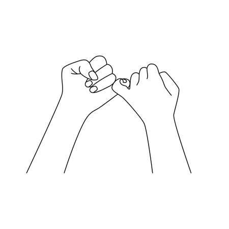 sketch of couple holding little fingersのイラスト素材